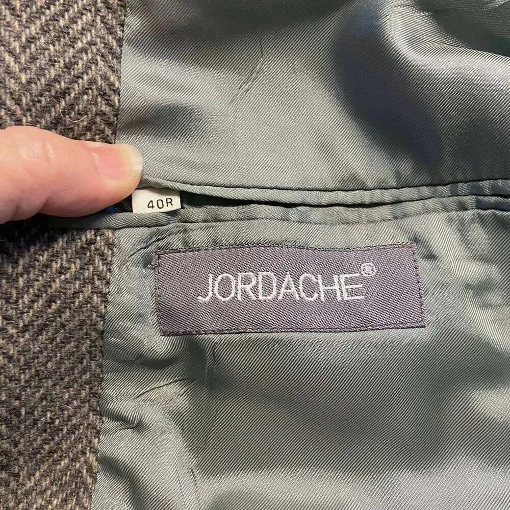 Vintage Jordache Gray Tweed Herring Bone Sport Coat 40R